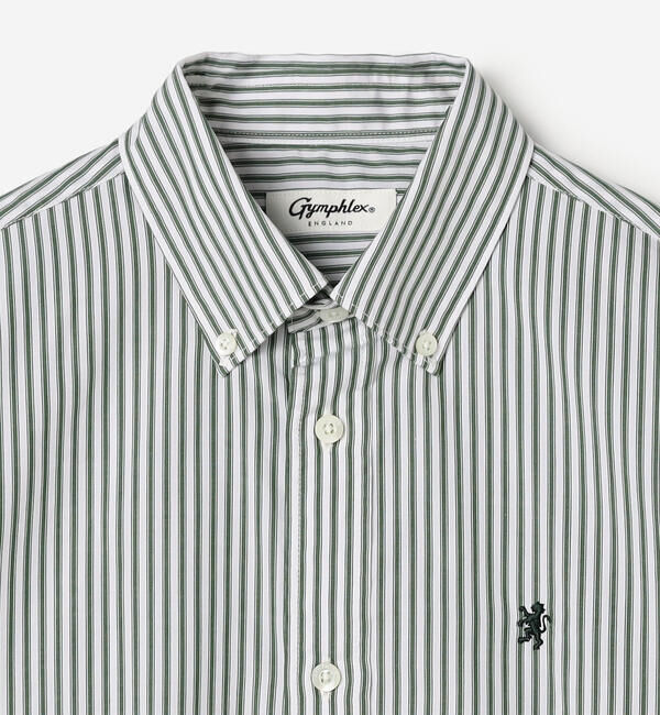 GYMPHLEX「Gymphlex | ショート ボタンダウン半袖シャツ STRIPE WOMEN」|シャツ・ブラウス|