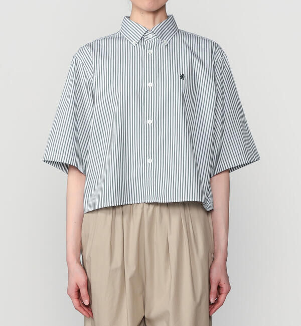 GYMPHLEX「Gymphlex | ショート ボタンダウン半袖シャツ STRIPE WOMEN」|シャツ・ブラウス|