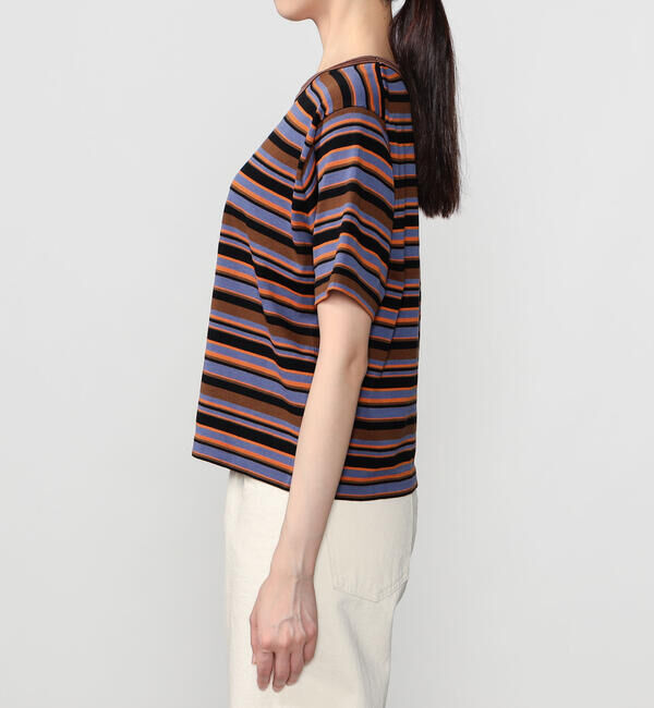  「RYE TENDER |〈別注〉マルチボーダー 半袖クルーネックニット WOMEN」|ニット・セーター|