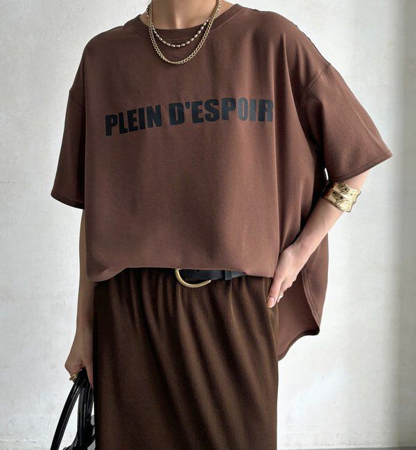  「PLEIN D'ESPOIR ジョーゼット半袖ロゴTEE」|シャツ・ブラウス|