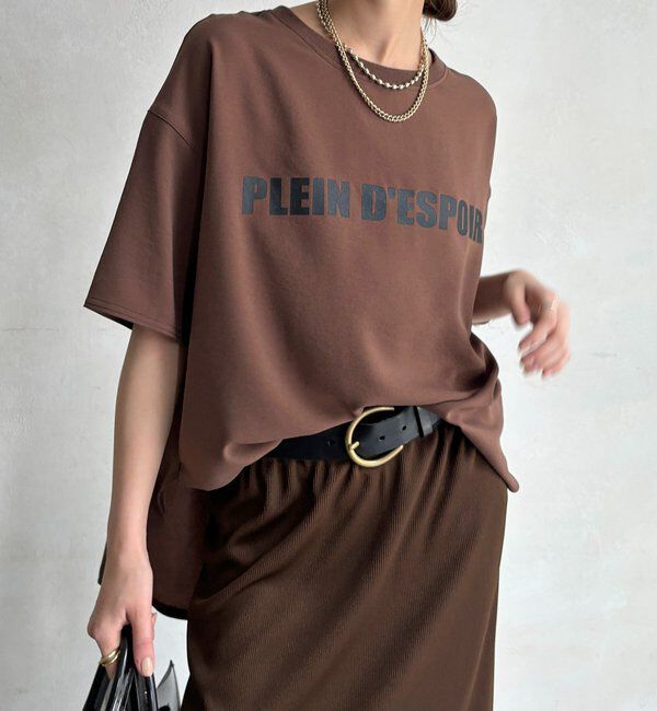  「PLEIN D'ESPOIR ジョーゼット半袖ロゴTEE」|シャツ・ブラウス|