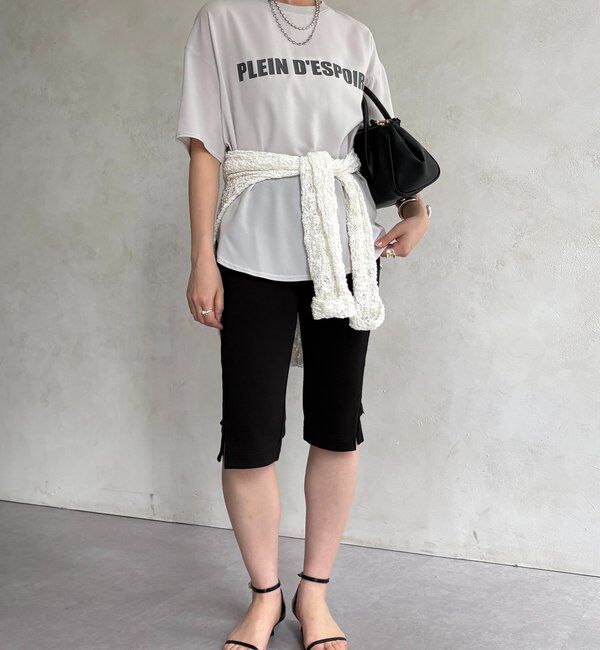  「PLEIN D'ESPOIR ジョーゼット半袖ロゴTEE」|シャツ・ブラウス|