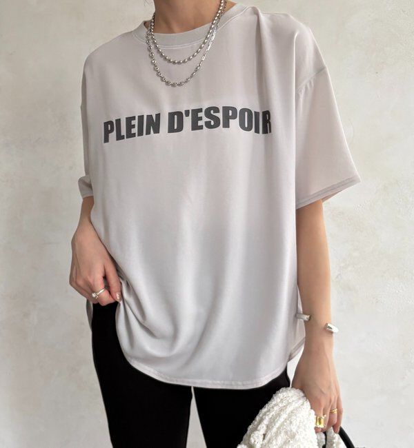  「PLEIN D'ESPOIR ジョーゼット半袖ロゴTEE」|シャツ・ブラウス|