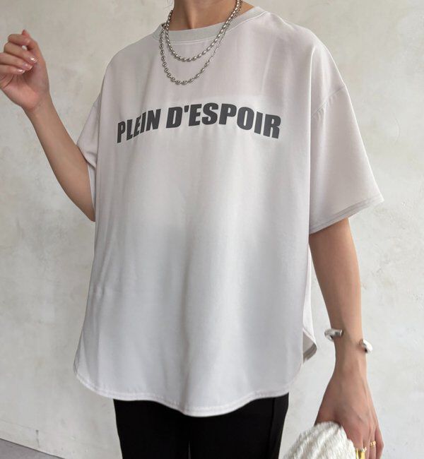  「PLEIN D'ESPOIR ジョーゼット半袖ロゴTEE」|シャツ・ブラウス|