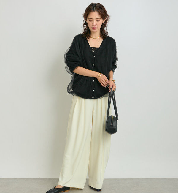  「【4サイズ展開】タックワイドスラックス」|チノ|