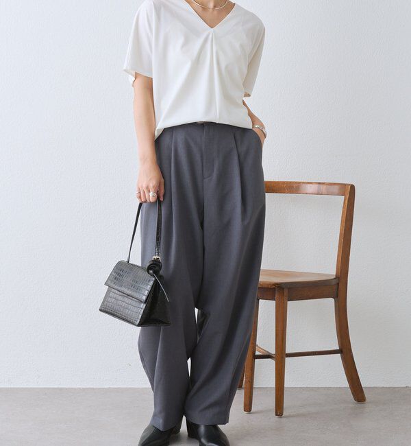  「Vネックコクーンカットソー【接触冷感/紫外線防止/セットアップ可】」|Tシャツ・カットソー|