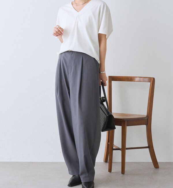  「Vネックコクーンカットソー【接触冷感/紫外線防止/セットアップ可】」|Tシャツ・カットソー|
