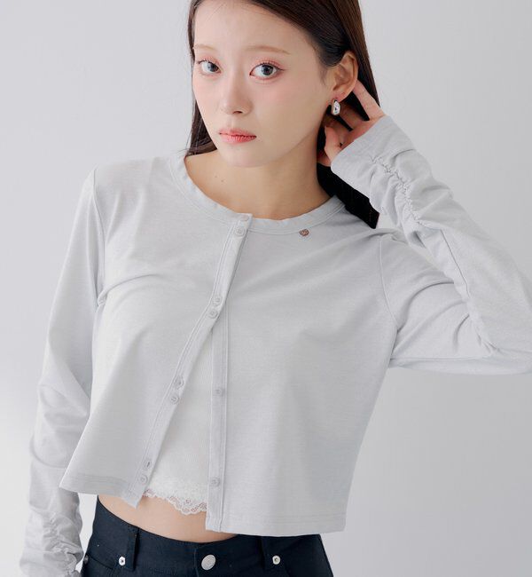  「【SALON by Chico】UVカットCOOLコンパクトラメクルーカーデ」|Tシャツ・カットソー|