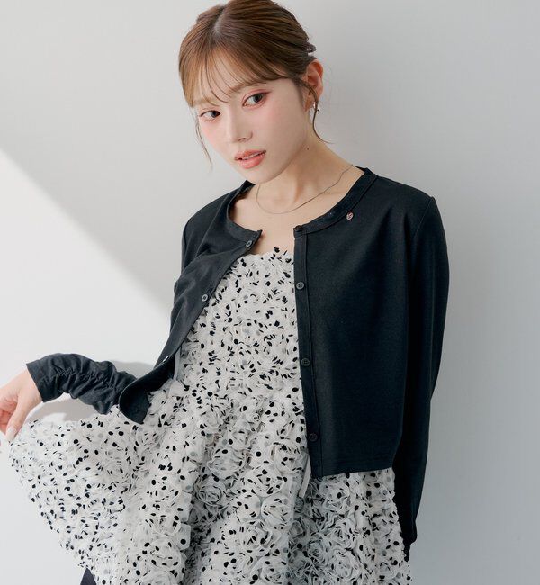  「【SALON by Chico】UVカットCOOLコンパクトラメクルーカーデ」|Tシャツ・カットソー|ブラック