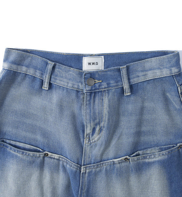  「《UNISEX / サイズ展開あり》スラッシュポケットブラストワイドデニム」|デニム|