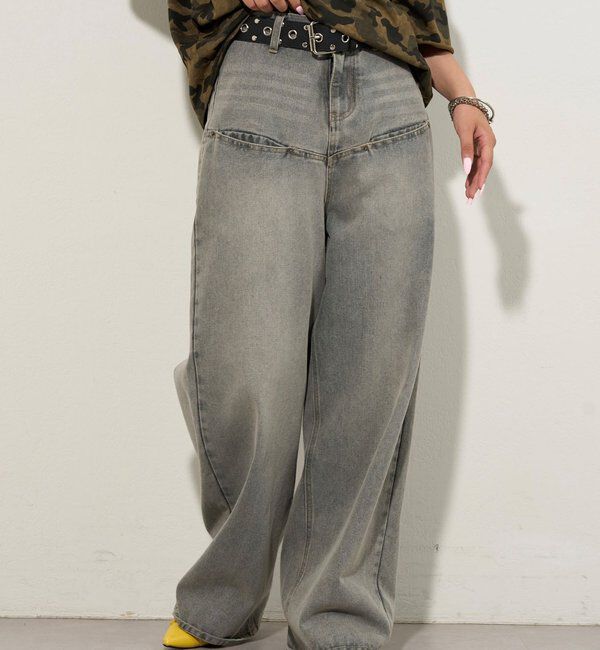  「《UNISEX / サイズ展開あり》スラッシュポケットブラストワイドデニム」|デニム|