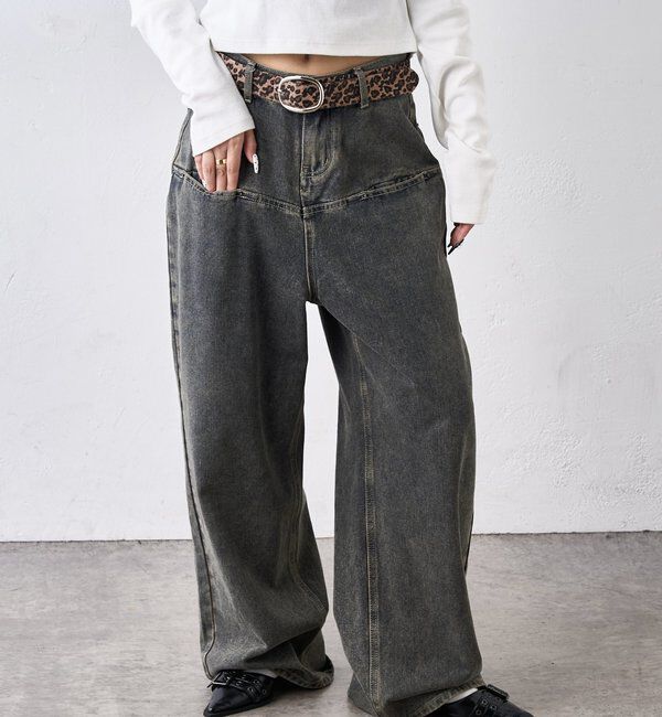  「《UNISEX / サイズ展開あり》スラッシュポケットブラストワイドデニム」|デニム|