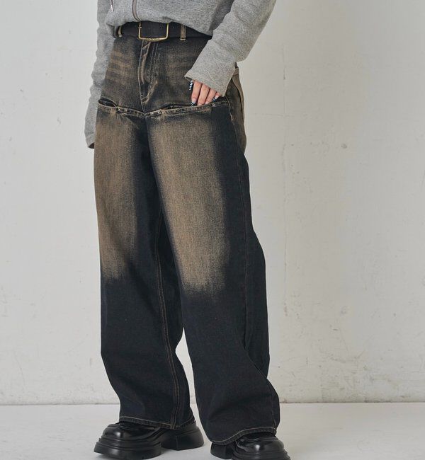  「《UNISEX / サイズ展開あり》スラッシュポケットブラストワイドデニム」|デニム|