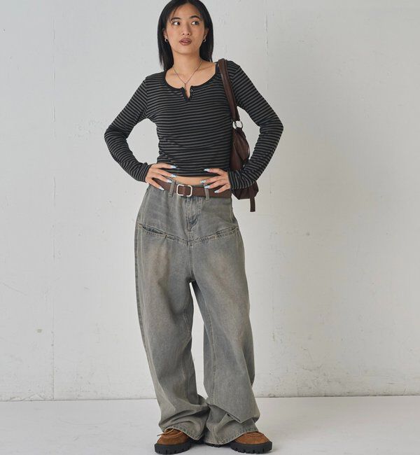 「《UNISEX / サイズ展開あり》スラッシュポケットブラストワイドデニム」|デニム|