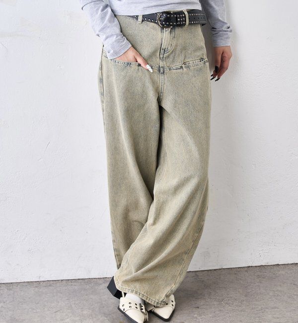  「《UNISEX / サイズ展開あり》スラッシュポケットブラストワイドデニム」|デニム|