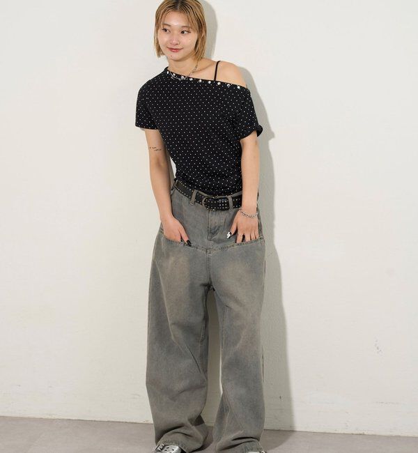  「《UNISEX / サイズ展開あり》スラッシュポケットブラストワイドデニム」|デニム|