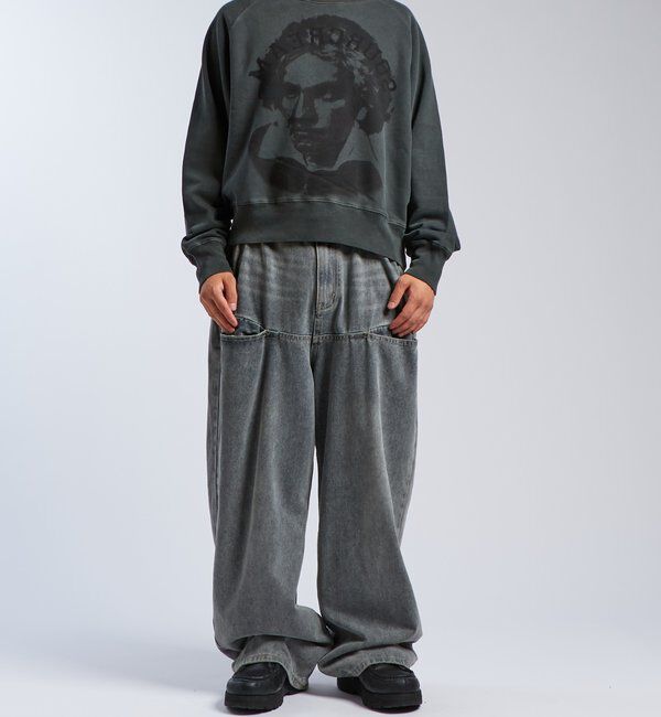  「《UNISEX / サイズ展開あり》スラッシュポケットブラストワイドデニム」|デニム|