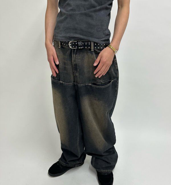  「《UNISEX / サイズ展開あり》スラッシュポケットブラストワイドデニム」|デニム|