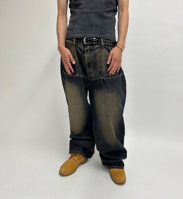  「《UNISEX / サイズ展開あり》スラッシュポケットブラストワイドデニム」|デニム|