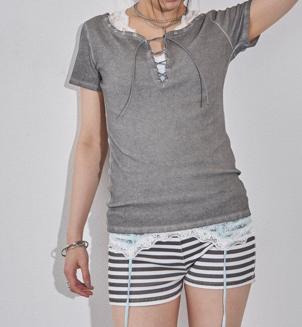  「プロセストレースアップTEE」|Tシャツ・カットソー|