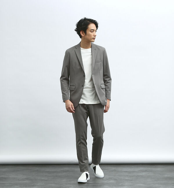 ABAHOUSE「【セットアップ対応/FLEX JACKET】ポンチ シャンブレー ジャケット」|テーラードジャケット|