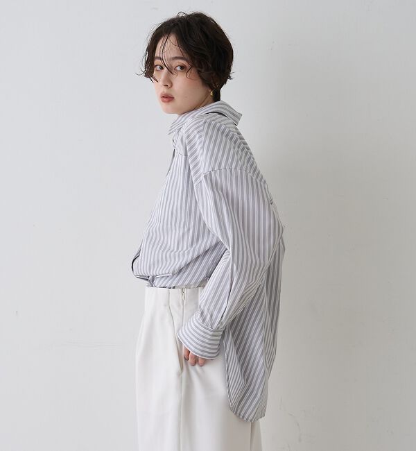 Rouge vif「コットンマルチストライプ ビッグシャツ」|シャツ・ブラウス|