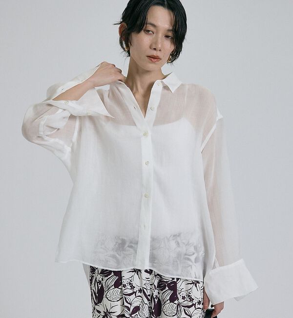 qualite「【CLASSY掲載・カシュクール着用可】リネン混レギュラーシャツ」|シャツ・ブラウス|