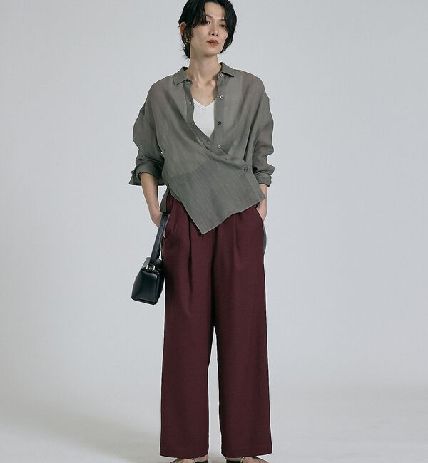 qualite「【CLASSY掲載・カシュクール着用可】リネン混レギュラーシャツ」|シャツ・ブラウス|