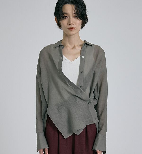 qualite「【CLASSY掲載・カシュクール着用可】リネン混レギュラーシャツ」|シャツ・ブラウス|