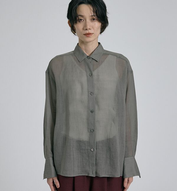 qualite「【CLASSY掲載・カシュクール着用可】リネン混レギュラーシャツ」|シャツ・ブラウス|