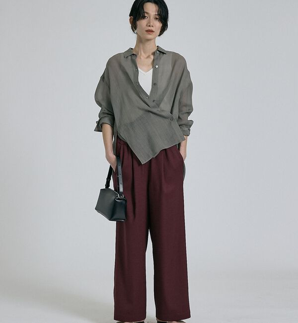 qualite「【CLASSY掲載・カシュクール着用可】リネン混レギュラーシャツ」|シャツ・ブラウス|