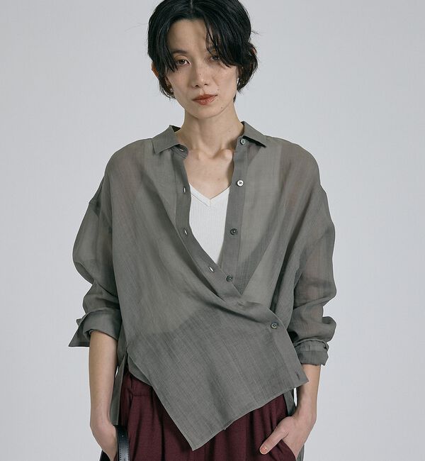 qualite「【CLASSY掲載・カシュクール着用可】リネン混レギュラーシャツ」|シャツ・ブラウス|