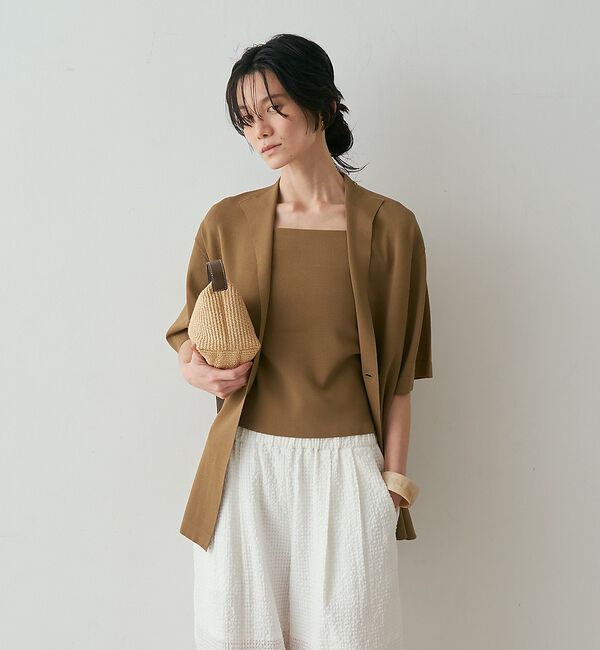 qualite「【接触冷感・セットアップ対応】レーヨンストレッチニットジャケット」|カーディガン|