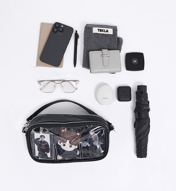 LOWELL things「【BLK/再入荷】オシゴト/マルチポーチバッグ/推しぬいポーチ【推し活】」|ハンドバッグ|ブラック