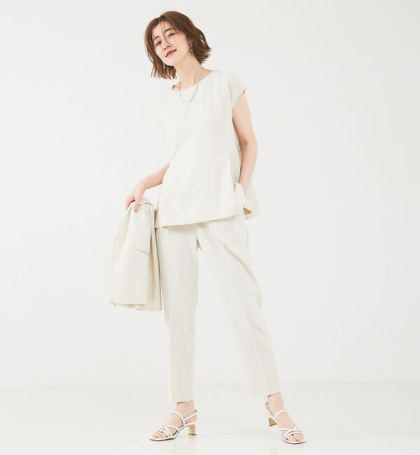 abahouse mavie「【エニデイカセット】ノーカラージャケット＆フレンチスリーブ・パンツセットアップ」|スーツ|