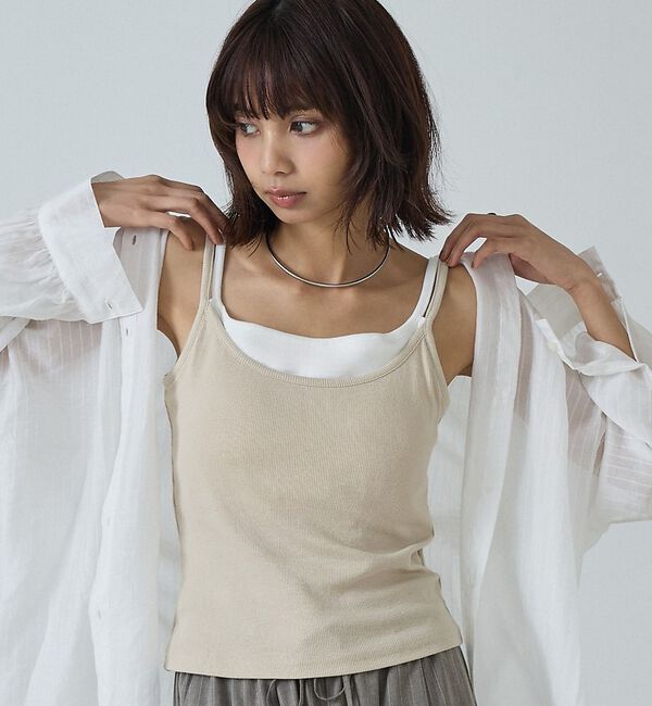 abahouse mavie「【カップ付き】レイヤード風キャミソール」|キャミソール|ベージュ