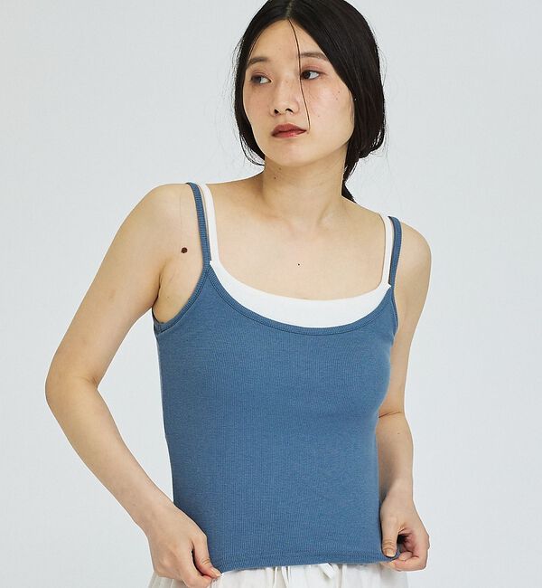 abahouse mavie「【カップ付き】レイヤード風キャミソール」|キャミソール|ブルー