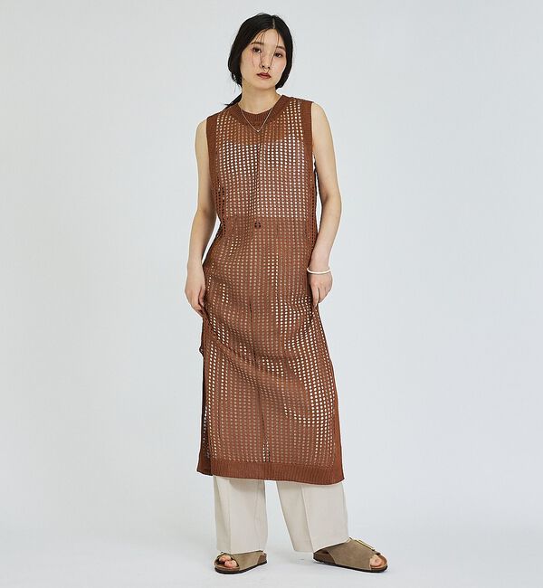 abahouse mavie「【レイヤード】メッシュニットワンピース」|ワンピース|キャメル