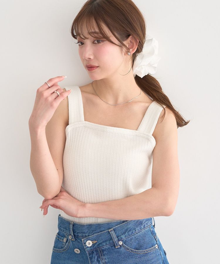 earth music&ecology「チェーンリブラメカットタンクトップ」|インナー|Off White