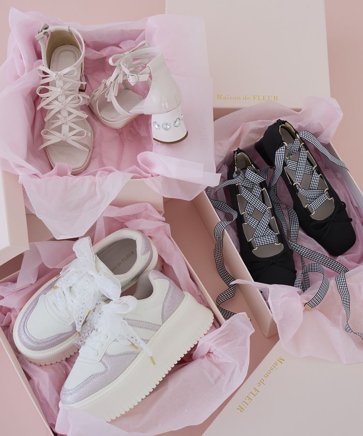 Maison de FLEUR「レースアップサテンパンプス」|パンプス|