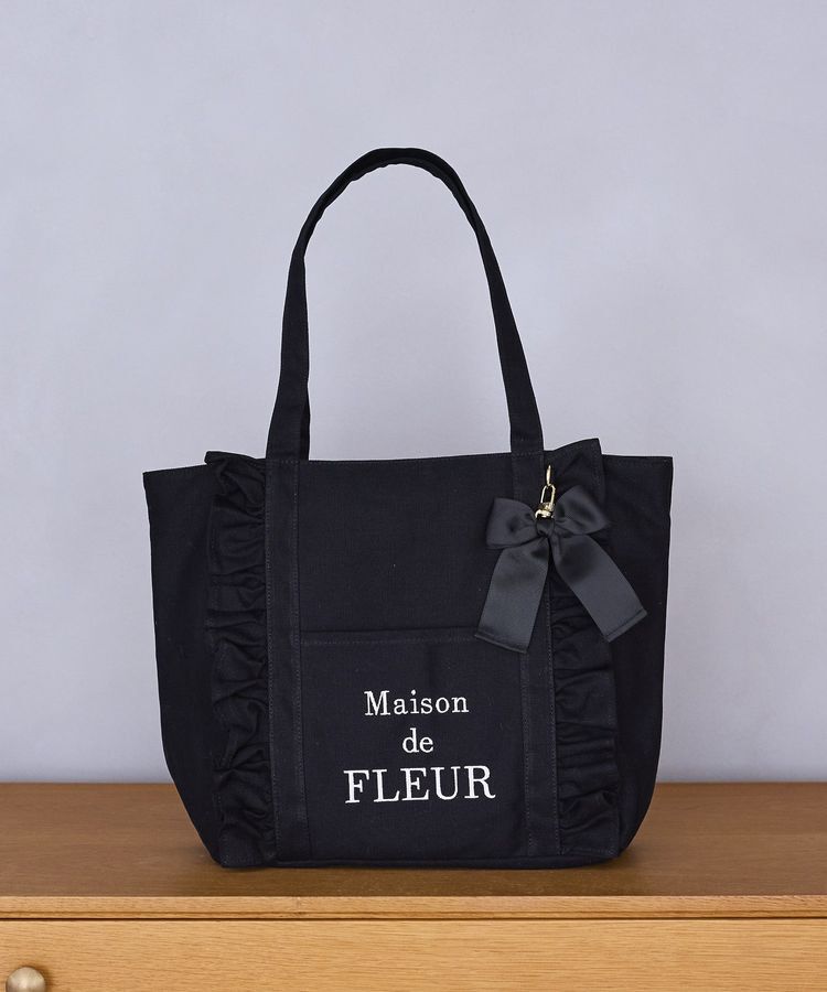 Maison de FLEUR「フロントフリルマルチポケットトートバッグ」|トートバッグ|ブラック