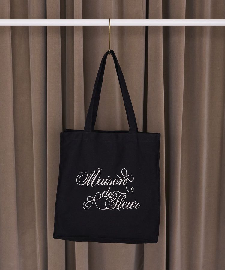 Maison de FLEUR「ブランドロゴ刺繍スクエアトートバッグ」|トートバッグ|ブラック