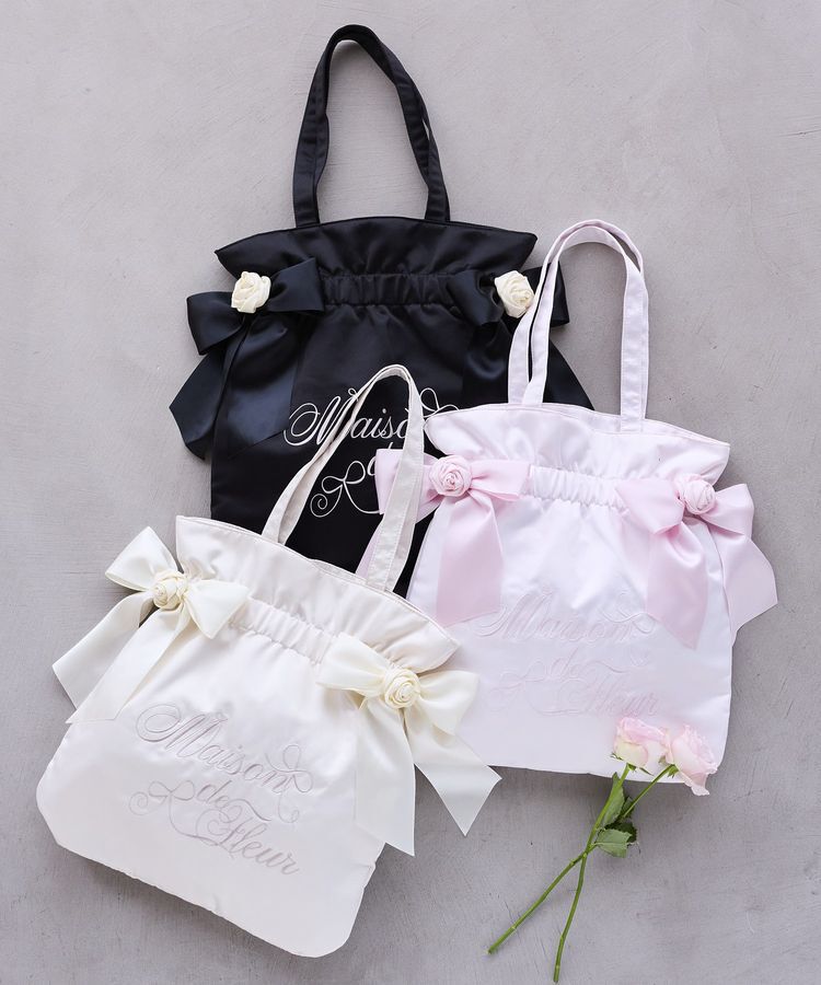 Maison de FLEUR「【WEB限定カラーあり】ローズダブルリボントート」|トートバッグ|