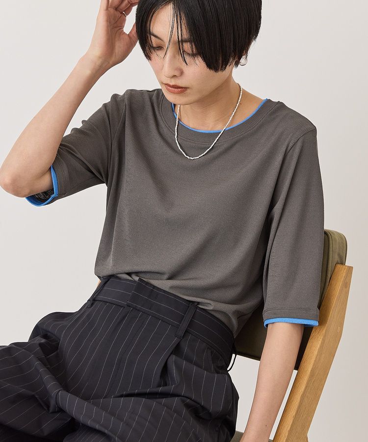 AMERICAN HOLIC「シアーリブ配色プルオーバー」|Tシャツ・カットソー|