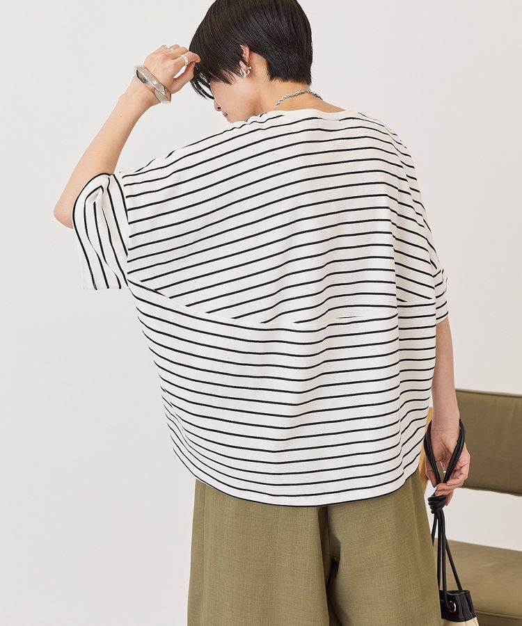 AMERICAN HOLIC「【UVカット・接触冷感】ボーダーコクーンプルオーバー」|Tシャツ・カットソー|