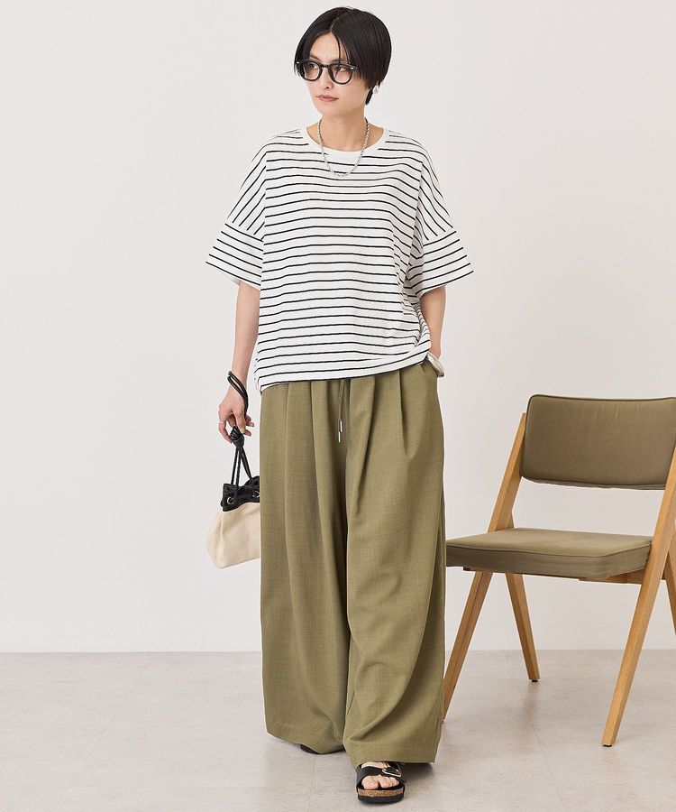 AMERICAN HOLIC「【UVカット・接触冷感】ボーダーコクーンプルオーバー」|Tシャツ・カットソー|