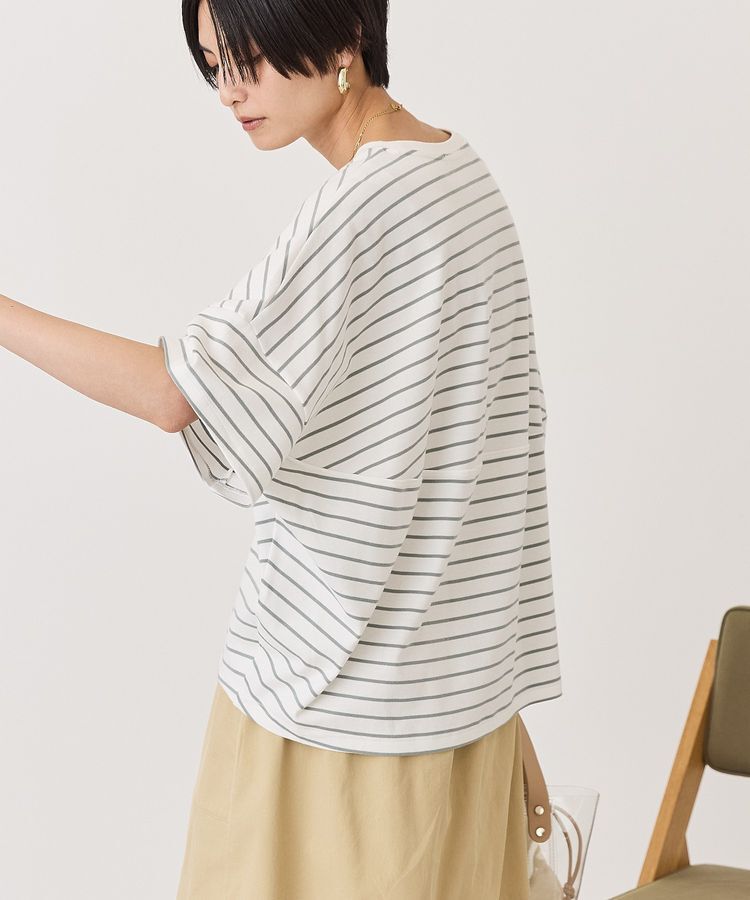 AMERICAN HOLIC「【UVカット・接触冷感】ボーダーコクーンプルオーバー」|Tシャツ・カットソー|