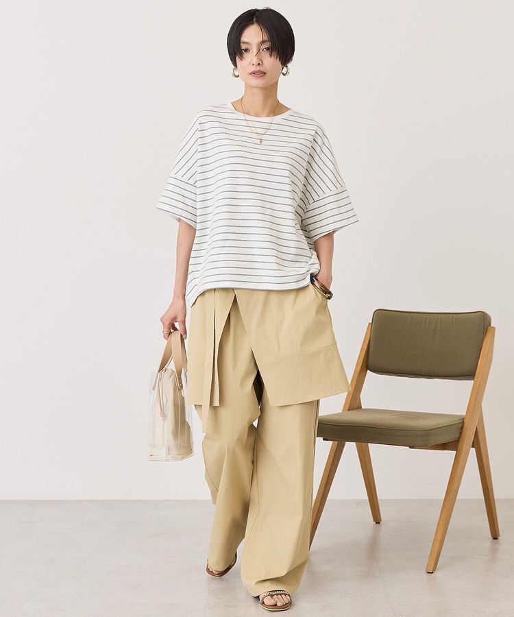 AMERICAN HOLIC「【UVカット・接触冷感】ボーダーコクーンプルオーバー」|Tシャツ・カットソー|