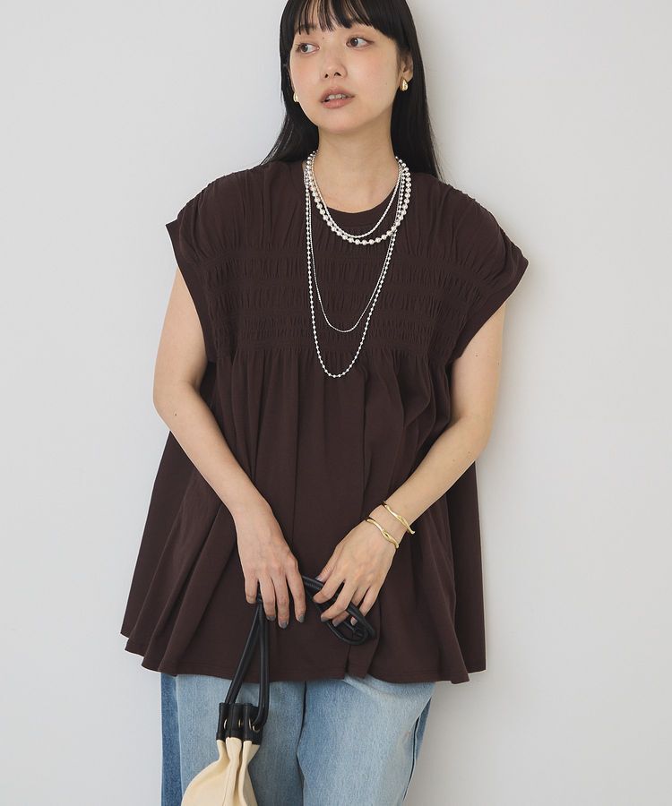 AMERICAN HOLIC「【接触冷感・UVカット】シャーリングプルオーバー」|Tシャツ・カットソー|Brown