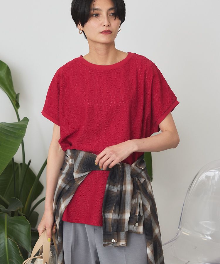AMERICAN HOLIC「フレンチスリーブ総レースプルオーバー」|Tシャツ・カットソー|Red